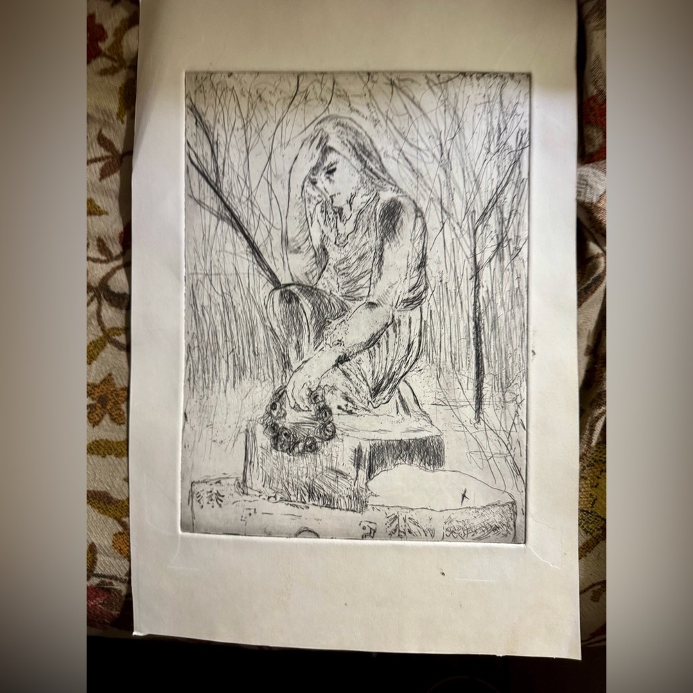Vintage Etching Art Print – Female Figure • Line Art• Boho Wall Decor